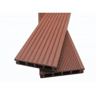 Lame terrasse bois composite alvéolaire Dual Brun rouge, L : 240 cm, l : 14 cm, E : 25mm,  Surface couverte en m² - 0.34