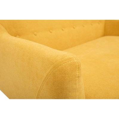 Canapé scandinave déhoussable 2 places en tissu effet velours jaune moutarde et bois clair YNOK - L129xP80xH85 - 48364 - 3662275114089