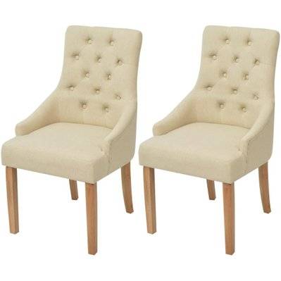Lot de deux chaises de salle à manger bois de chêne tissu crème 1902149 - 1902149 - 3002457497171