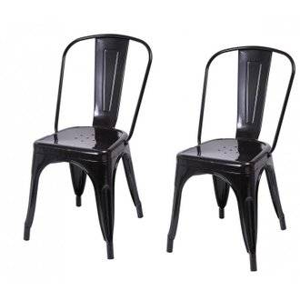 2 chaises de cuisine salon salle à manger design métal noir 1909017