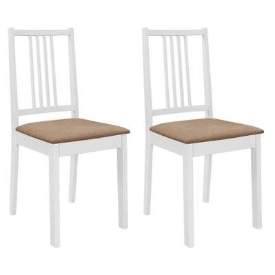 Lot de deux chaises à dîner avec coussins 2 pcs blanc caoutchouc solide 1902096 - 1902096 - 3002390791121