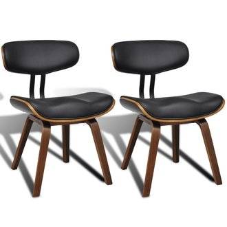 2 Chaises de cuisine salon salle à manger design noir bois 1902046