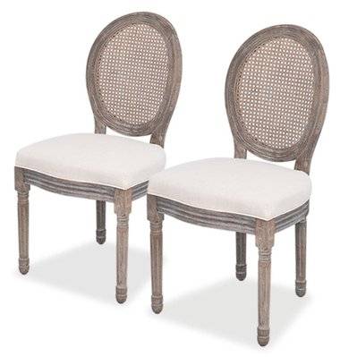 Lot de deux chaises de salle à manger lin et rotin gris 1902210 - 1902210 - 3000245604688
