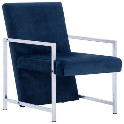 Fauteuil chaise siège lounge design club sofa salon avec pieds en chrome bleu velours 1102282 - 1102282 - 3000150243781