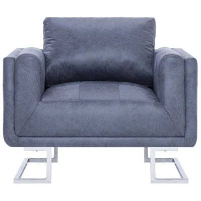 Fauteuil chaise siège lounge design club sofa salon cube gris synthétique daim 1102276 - 1102276 - 3001503024613