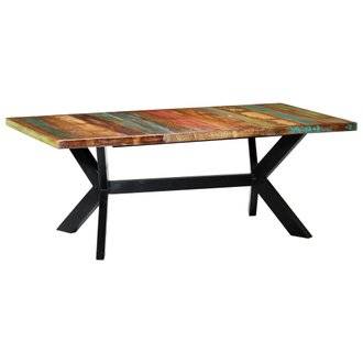 Table de salon salle à manger dîner design 200 cm bois de récupération solide 0902257