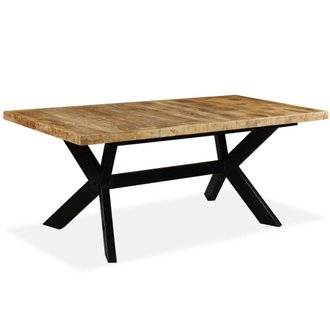 Table de salon salle à manger design Bois de manguier solide et Acier 180 cm 0902175