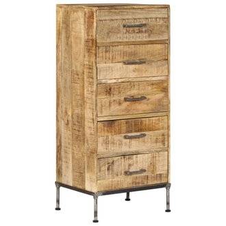 Buffet bahut armoire console meuble de rangement coffre à tiroirs 106 cm bois de manguier massif 4402089