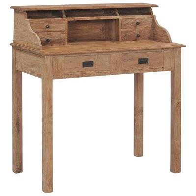 Bureau table meuble travail informatique 100 cm bois de teck massif 0502117 - 0502117 - 3002297339495