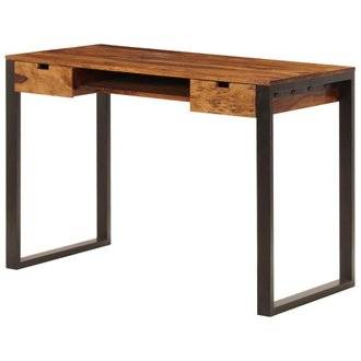 Bureau table meuble travail informatique 110 cm bois solide et acier 0502086