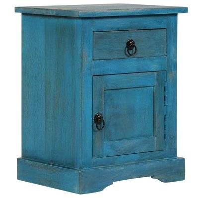 Table de nuit chevet commode armoire meuble chambre bois de manguier massif 40 x 30 x 50 cm bleu 1402109 - 1402109 - 3001391167430
