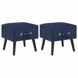 Table de nuit chevet commode armoire meuble chambre 2 pcs bleu 40x35x40 cm velours 1402049