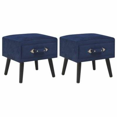 Table de nuit chevet commode armoire meuble chambre 2 pcs bleu 40x35x40 cm velours 1402049 - 1402049 - 3000139716282