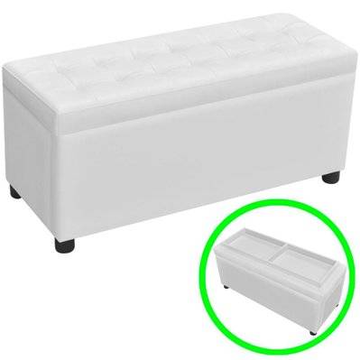Banquette pouf tabouret meuble pouf de rangement cuir synthétique blanc 3002220 - 3002220 - 3001444628550
