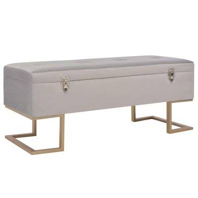 Banquette pouf tabouret meuble banc avec compartiment de rangement 105 cm gris velours 3002134 - 3002134 - 3001455477048