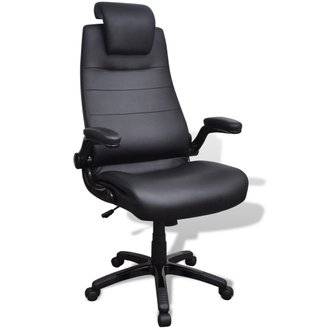Fauteuil chaise siège de bureau pivotant réglable ergonomique avec accoudoir PVC noir 0502021