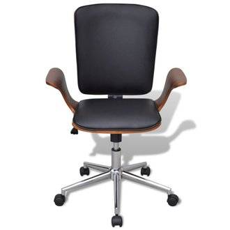 Fauteuil chaise chaise de bureau rotative en bois cintré avec revêtement en faux cuir 0502045