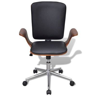 Fauteuil chaise chaise de bureau rotative en bois cintré avec revêtement en faux cuir 0502045 - 0502045 - 3002293699746