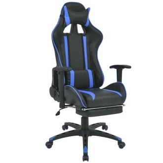 Fauteuil chaise chaise de bureau inclinable avec repose-pied bleu 0502030