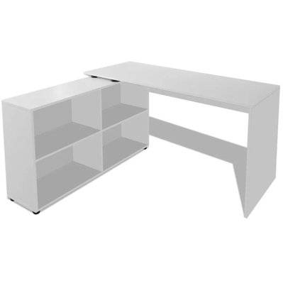 Bureau table meuble travail informatique d'angle 4 étagères blanc 0502058 - 0502058 - 3002293079067