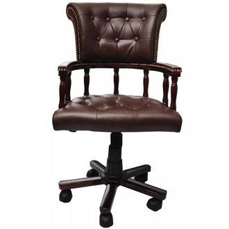 Fauteuil chaise chaise de bureau en cuir mélangé marron 0502056