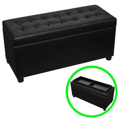 Banquette pouf tabouret meuble pouf de rangement cuir synthétique noir 3002198 - 3002198 - 3001446826480