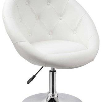 Fauteuil siège chaise capitonné lounge pivotant synthétique blanc 1109002