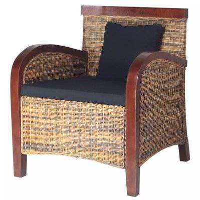 Fauteuil chaise siège lounge design club sofa salon rotin tissé à la main marron 1102077/3 - 1102077/3 - 3000140521301