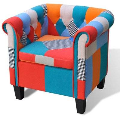 Fauteuil chaise siège lounge design club sofa salon avec de patchwork tissu 1102048/3 - 1102048/3 - 3000140291303