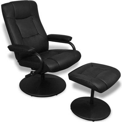 Fauteuil chaise siège lounge design club sofa salon avec repose-pied cuir synthétique noir 1102063/4 - 1102063/4 - 3000140411305