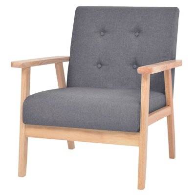 Fauteuil chaise siège lounge design club sofa salon tissu gris foncé 1102117/3 - 1102117/3 - 3000140921309