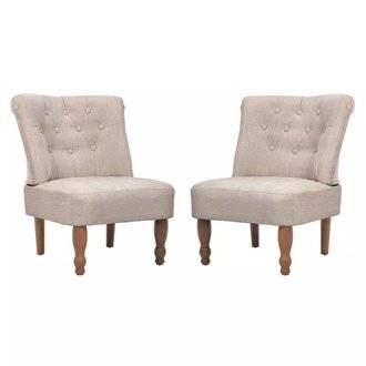 Fauteuil chaise siège lounge design club sofa salon en style français 2 pcs tissu crème 1102026/3