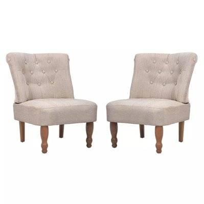 Fauteuil chaise siège lounge design club sofa salon en style français 2 pcs tissu crème 1102026/3 - 1102026/3 - 3000140082727