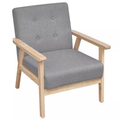Fauteuil chaise siège lounge design club sofa salon tissu gris clair 1102080/3 - 1102080/3 - 3000140541309