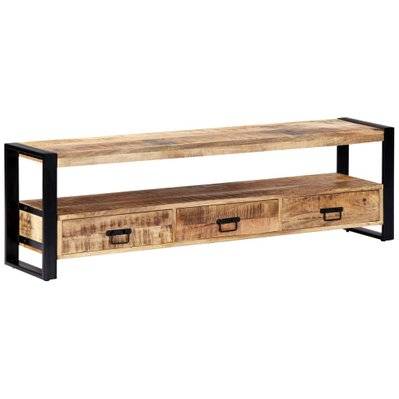 Meuble télé buffet tv télévision design pratique 150 cm bois solide de manguier 2502013 - 2502013 - 3001756911630