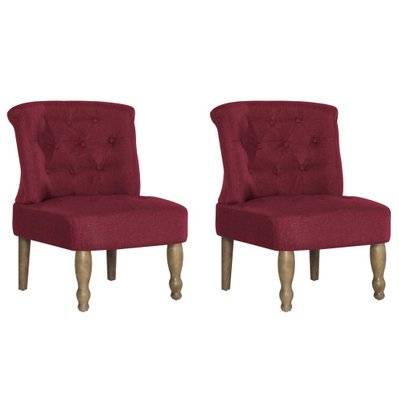 Fauteuil chaise siège lounge design club sofa salon s françaises 2 pcs rouge bordeaux tissu 1102259 - 1102259 - 3001504750740