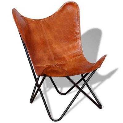 Fauteuil chaise siège lounge design club sofa salon papillon cuir véritable marron 1102094/3 - 1102094/3 - 3000140647766