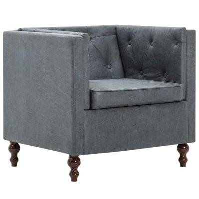 Fauteuil chaise siège lounge design club sofa salon tapisserie en tissu gris 1102344 - 1102344 - 3001496296646