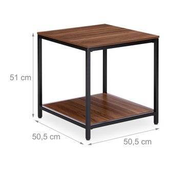 Table basse d’appoint bois cadre métal 50 cm noir 13_0002667