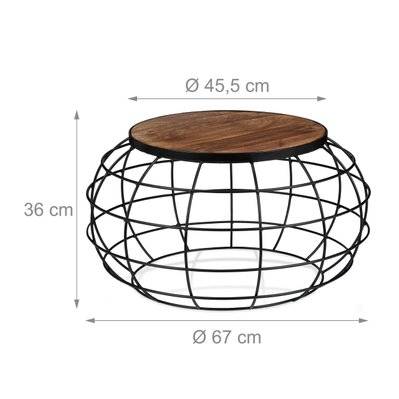 Table basse ronde diamètre 67 cm en bois de manguier et fer marron et noir 13_0002603 - 13_0002603 - 3000120298988