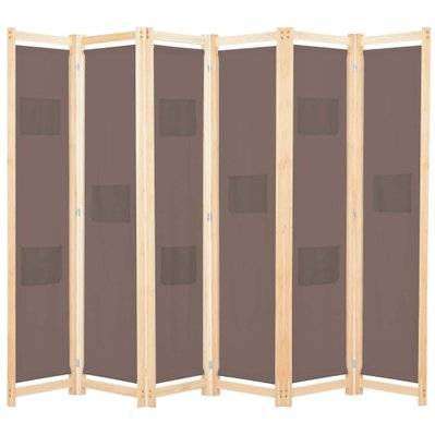 Paravent séparateur de pièce cloison de séparation décoration meuble 6 panneaux marron 240 x 170 x 4 cm tissu 0802090 - 0802090 - 3002374611858