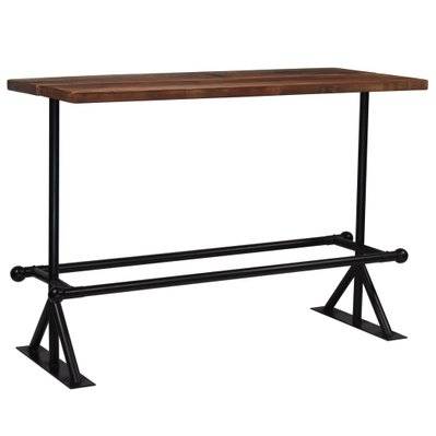 Table haute mange debout bar bistrot bois massif de récupération marron 150 cm 0902086 - 0902086 - 3002171630113