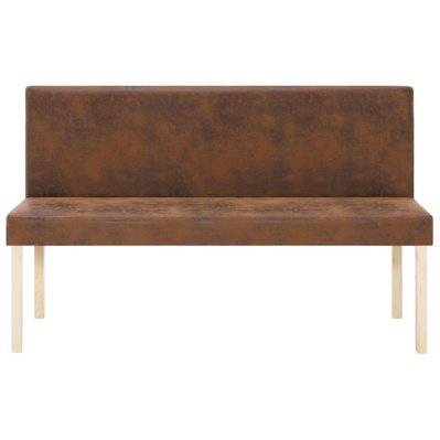 Banquette pouf tabouret meuble banc 139 cm marron synthétique daim 3002170 - 3002170 - 3001450453023