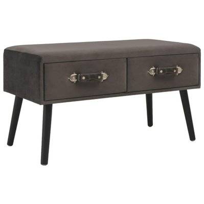 Banquette pouf tabouret meuble banc avec tiroirs 80 cm gris velours 3002160 - 3002160 - 3001451886202