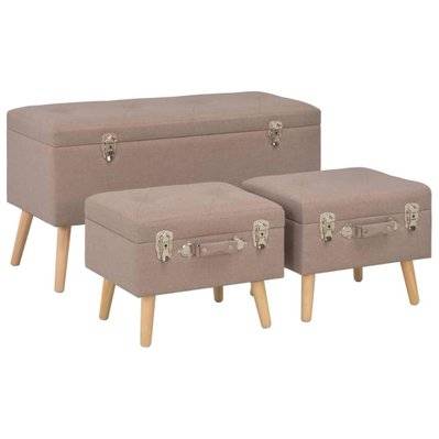 Banquette pouf tabouret meuble tabourets de rangement 3 pcs marron tissu 3002117 - 3002117 - 3001457145822