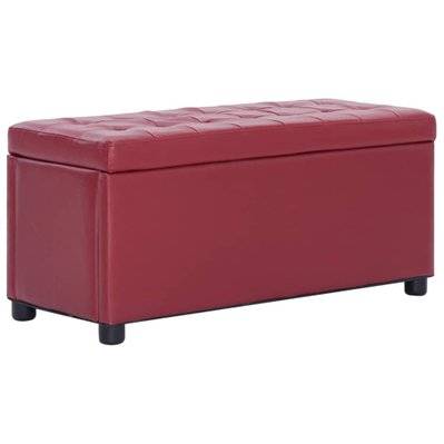 Banquette pouf tabouret meuble pouf de rangement 87 cm rouge bordeaux synthétique 3002087 - 3002087 - 3001460859457