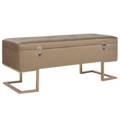 Banquette pouf tabouret meuble banc avec compartiment de rangement 105 cm beige velours 3002088 - 3002088 - 3001460180797
