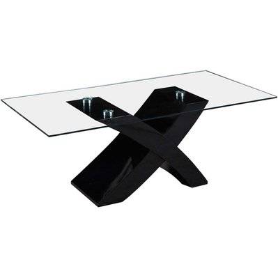 Table basse rectangulaire "Tina" - 117 x 62 x 45 cm - Noir / MDF laqué - 69849 - 3700746431867