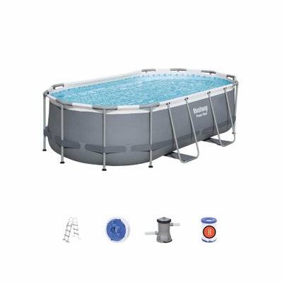 Kit piscine complet BESTWAY – Spinelle grise – piscine ovale tubulaire 4x2 m. pompe de filtration. échelle et kit de réparation - 3760326992539 - 3760326992539