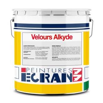 Peinture professionnelle velours, murs et plafonds, blanc, résine alkyde - Velours Alkyde ECRAN 77 15 litres Blanc